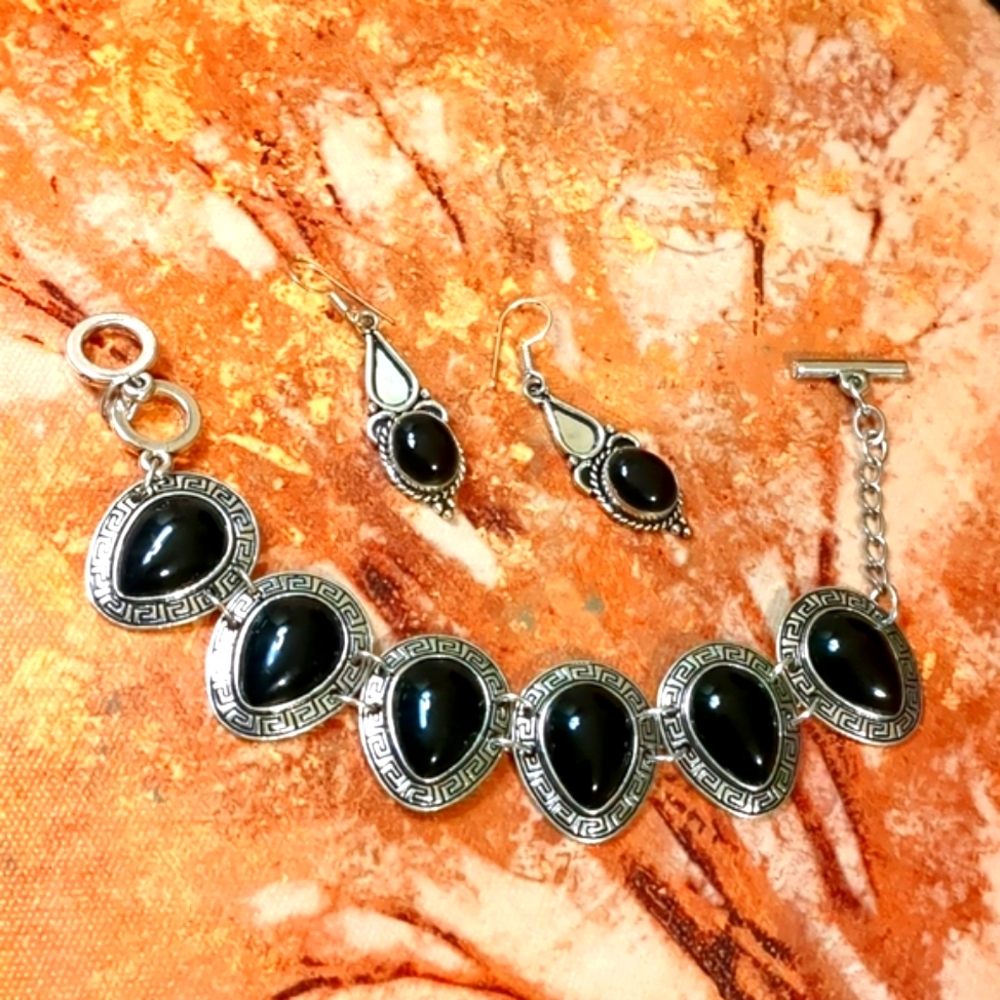 ????? Silver & Black Onyx Bracelet Set - Picture 4 of 7